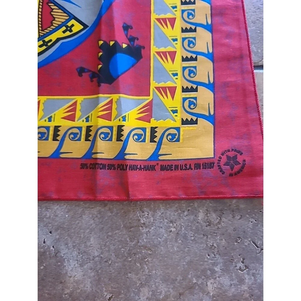 Vintage Hav A Hank Native American Red Tribal Bandana US RN #15187 Scarf Fashion